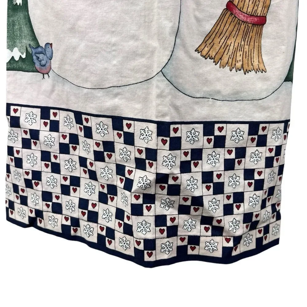 Winter Snowmen Birds Snow Apron Christmas Homemade Blue Cardinal Holiday